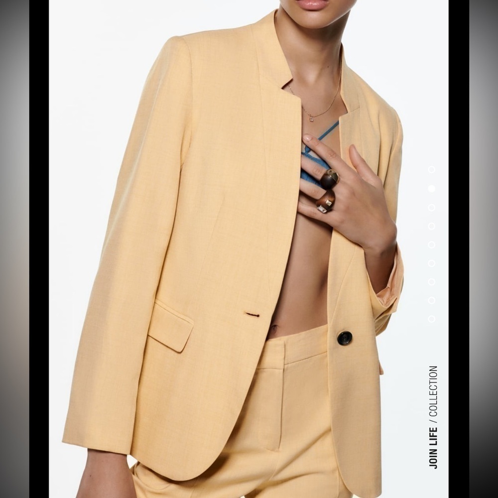 Zara Basic Inverted Lapel Blazer - Picture 3 of 14
